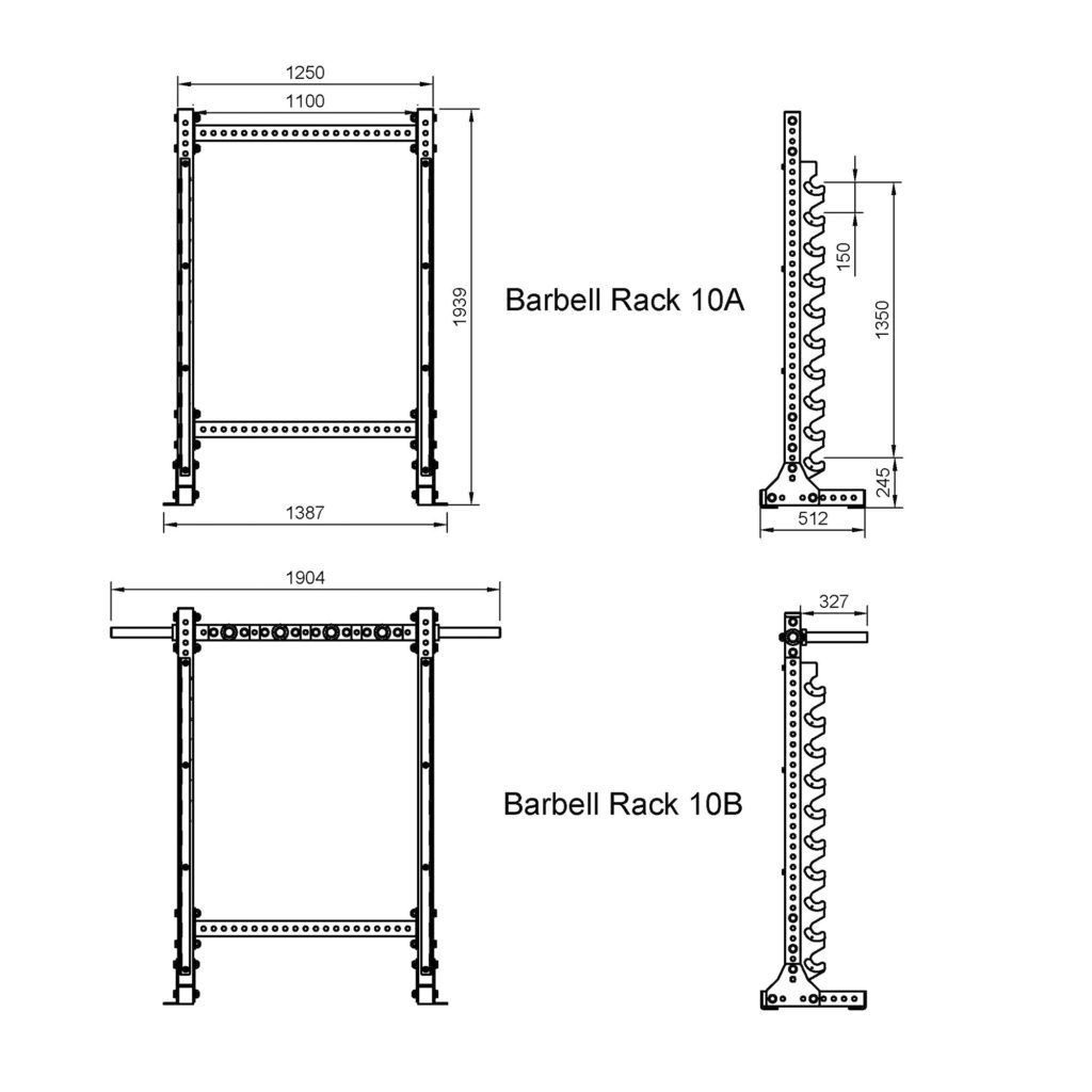 Freestanding Barbell Storage Rack Horizontal 10B - FITEK
